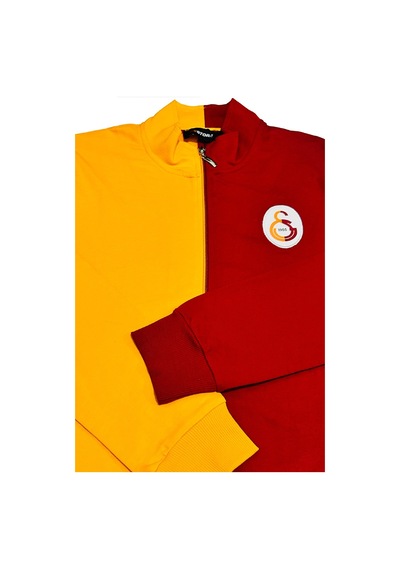 Galatasaray Lisanslı Sarı Kırmızı Parçalı Hakim Yaka Sweat Sarı - Kırmızı