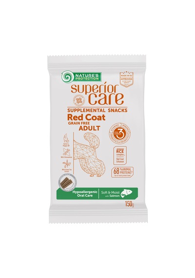 Nature S Protection Superior Care Kızıl Tüylü Köpekler İçin Somonlu Hipoalerjenik & Ağız Bakım Köpek Ödülü 150g