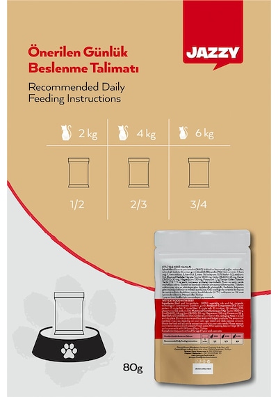 3 Adet Jazzy Kedi Maması Etli 80 Gr