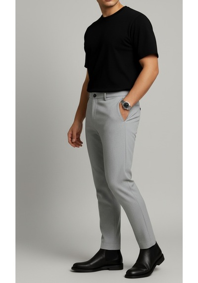 Bürke Erkek Gri Renk Slim Fit Kaliteli Kumaş Pantolon