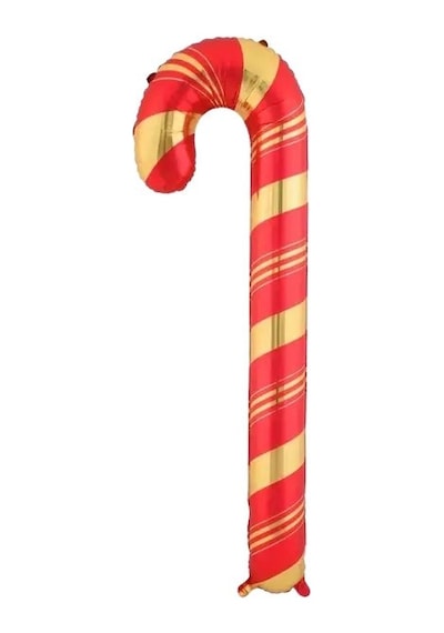 Baston Şeker Retro Kırmızı Gold Folyo Balon 73x36 Cm Çok Renkli
