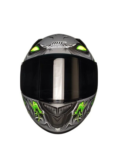 Motosiklet Sertfikalı Güneş Vizörlü Kask Full Face Motor Kaskı Zombıes Whıte Gri -
