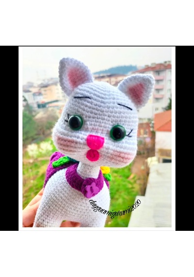 Amigurumi Sevimli Beyaz Kedi Oyuncak