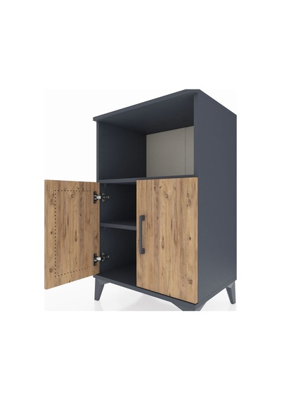Hyperion Komodin 2 Raflı 2 Kapaklı 60x44x96 Antrasit-çam Antrasit