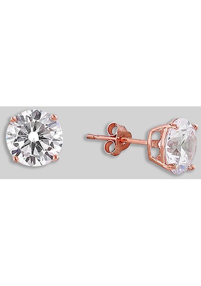 So Chic Tektaş 5 Mm 18 Ayar Rose Altın Kaplama Gümüş Küpe