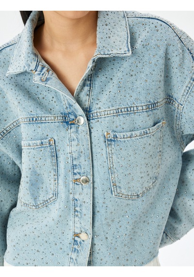 Koton Taş Detaylı Oversize Düğmeli Çift Cepli Kot Ceket Açık İndigo 5sal50010md Açık İndigo Koton Taş Detaylı Oversize Düğmeli Çift Cepli Kot Ceket Açık İndigo 5sal50010md Açık İndigo