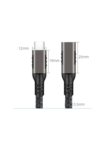 Type-c To Type-c Dişi Erkek 100w 20gbps 8k Ultra Görüntü Ve Ses Data Veri Uzatma Kablosu Yüksek Hızlı Şarj 3 Metre