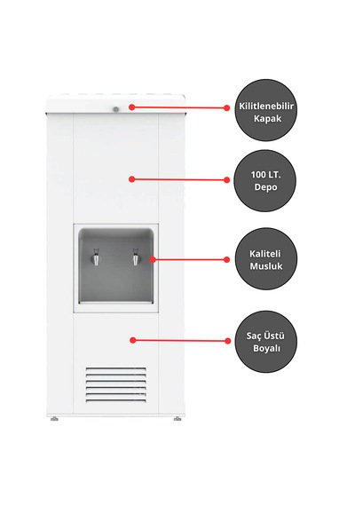 Sanayi Tipi Sebil 100 Lt. Soğutmalı Arıtmalı Beyaz Boyalı