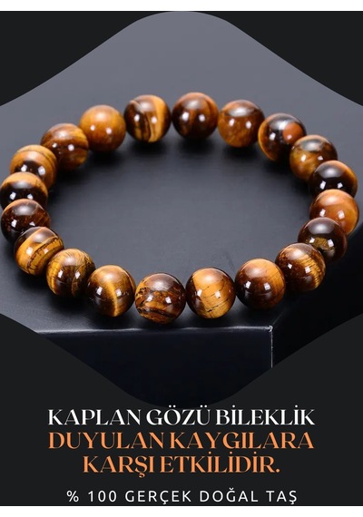 Kaplan Gözü Doğal Taş Bileklik 8 Mm Duyulan Kaygılara Karşı Etkilidir Aa Kalite Çok Renkli