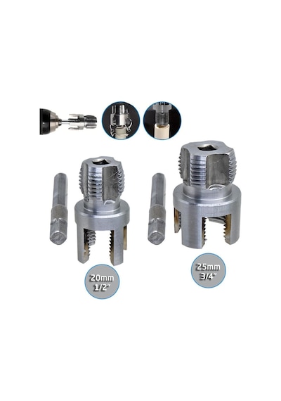 6484 Pvc Pprc Boru İç Ve Dış Diş Açma Aparatı 20/25 Mm 2'li Set