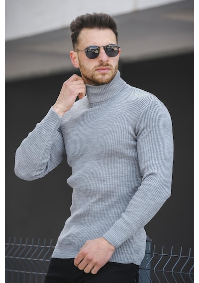 Oksit Seka 813 İnce Fitilli Slim Fit Erkek Boğazlı Kazak 001