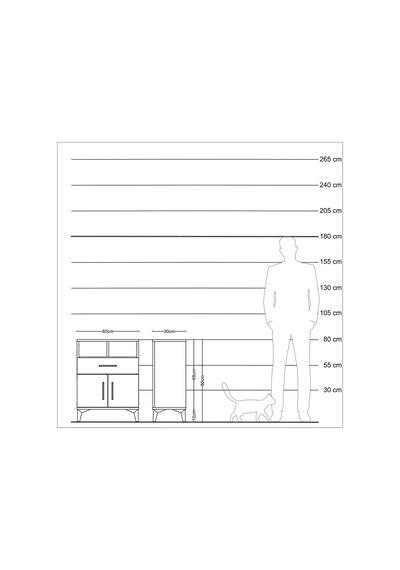 Arges Komodin 2 Raflı Tek Çekmeceli 2 Kapaklı 60x30x80 Çam-çam Atlas Çam