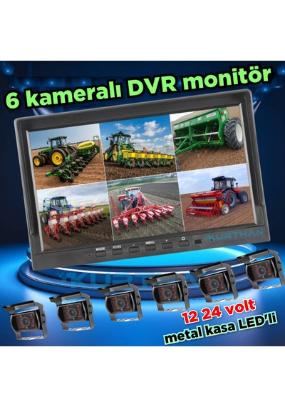 Qled Ekran 10'' Dvr Monitör 6 Adet Metal Kasa Bus Kamera 12 24 V