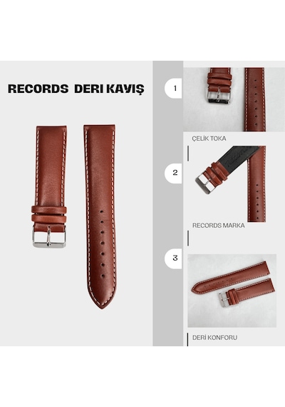 Rc3001w Records Deri Kayış - Taba-beyaz - 18mm Şeffaf