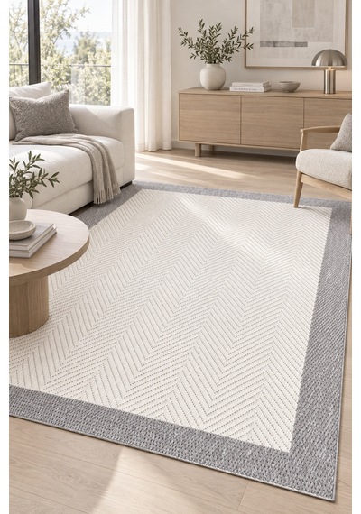 Vatra Krem Gri Sisal Görünümlü Modern Polyester Halı Robot Süpürge Uyumlu Kolay Temizlenebilir Mutfak Oturma Koridor Krem/gri