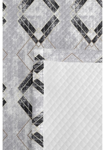 Gri Geometrik Bohem Tek Kişilik Pike Takımı - Antrasit Bej Çizgili 160x220 Cm Mevsimlik Yatak Örtüsü Masalsı Misk Havası