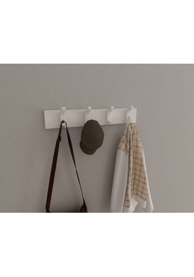 Hepsi3boyutlu Modern Duvar & Kapı Kanca Askılık - 4 Adet Beyaz Kanca Askılık - Model No : 2 Beyaz