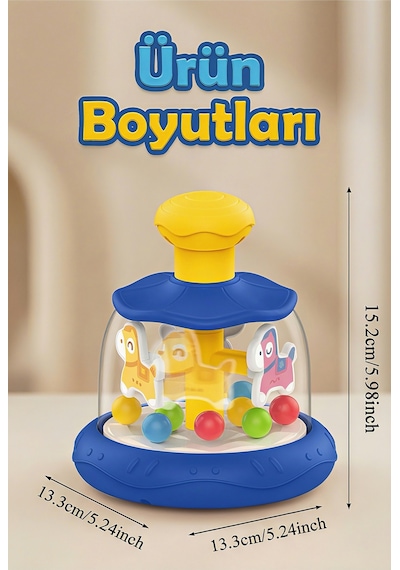Bas-çevir Atlı Karınca Oyuncağı Renkli Toplu Eğitici Bebek Oyuncağı - Mavi