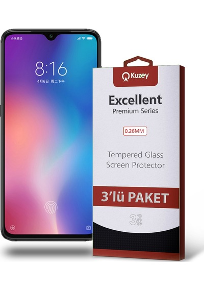 Xiaomi Mi 9 ile Uyumlu Kırılmaz Temperli Ekran Koruyucu Cam Ekonomik 3'lü Paket