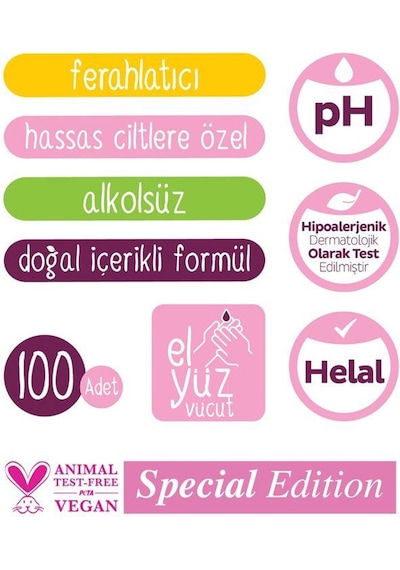 Sleepy 2'li Floral Kişisel Bakım Havlusu 100'lü ve Rosie Tekli