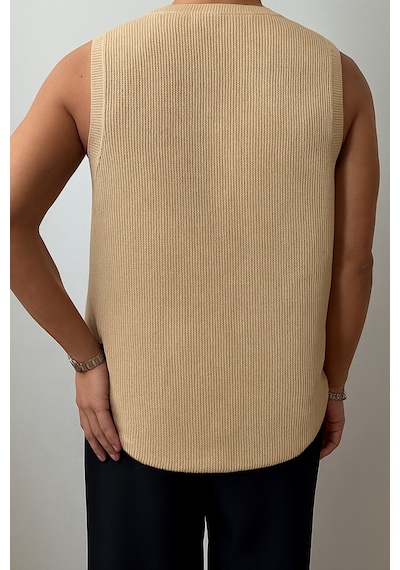 Erkek Bisiklet Yaka Oversize Süveter Bej