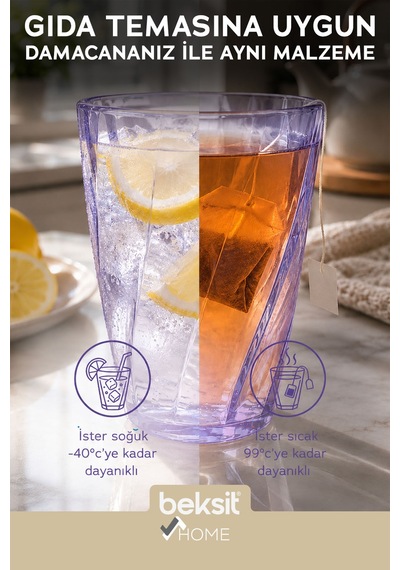Home Glassy Kırılmaz Polikarbon 6'lı Bardak Lila 400 Ml Lila Lila