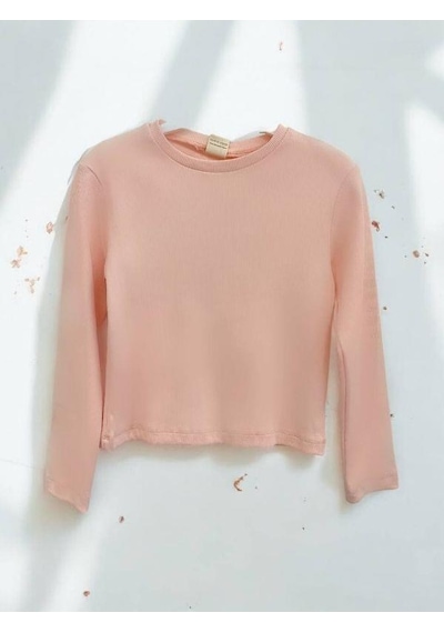 Kız Çocuk Pamuklu Kaşkorse Crop Bluz-14352 Somon