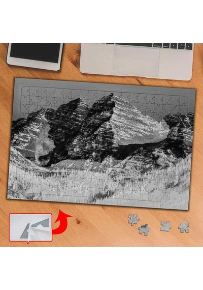 Siyah Beyaz Dağ, Doğa 240 Parça Puzzle Yapboz Tablo-349