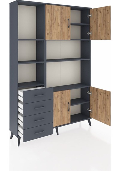 Arges Dolap 8 Raflı 4 Çekmeceli 4 Kapaklı 132x30x195 Antrasit-çam/antrasit Atlas Çam/antrasıt Arges Dolap 8 Raflı 4 Çekmeceli 4 Kapaklı 132x30x195 Antrasit-çam/antrasit Atlas Çam/antrasıt