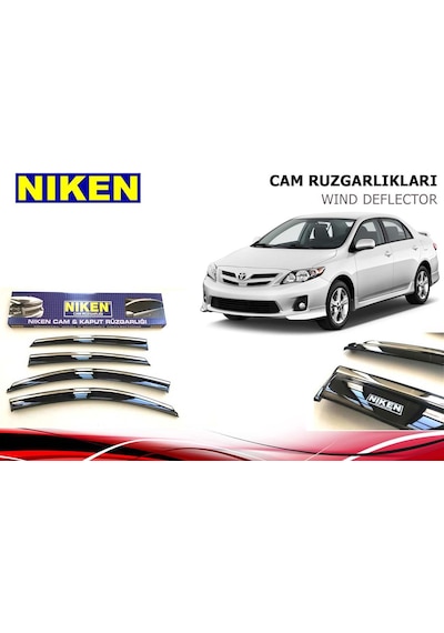 Toyota Corolla Uyumlu Cam Rüzgarlığı 4Lü Kromlu 2007-2014 Niken