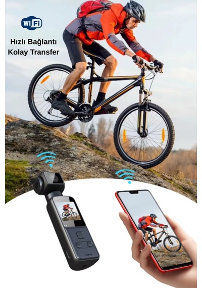 Wearfitpro 4k Yüksek Çözünürlük Aksiyon Kamerası Hareket Algılama Sabitleme Özellikli Aksiyon Kamerası Gimbal Siyah