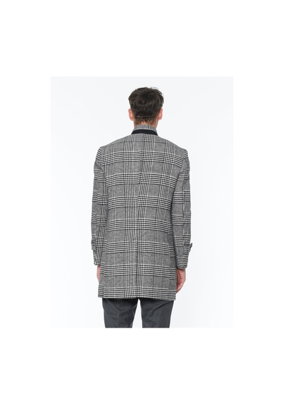 Plt8391 Dewberry Erkek Palto-Desenli Siyah