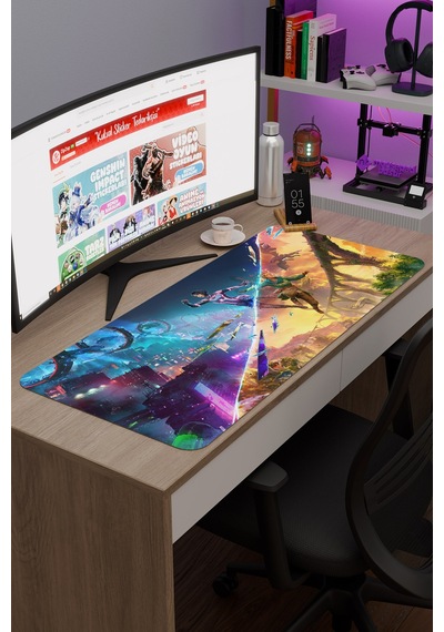 Split Fiction Kaymaz Dikişli Kauçuk Oyuncu Mousepad V1 - 90x40 Xxl Gaming Mouse Pad Fare Altlığı