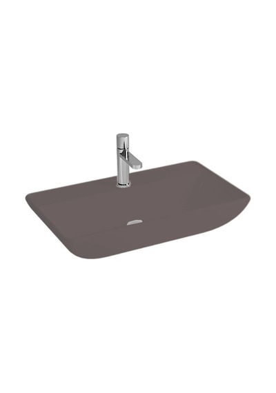 Newarc Domino Tezgah Üstü Batarya Delikli Lavabo 70x40x13,5cm Mat Antrasit