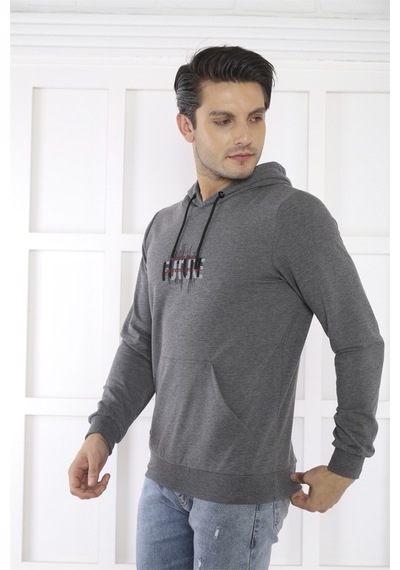 Escetic Spor Erkek G3 Melanj Cepli, Kapüşonlu Sweatshirt-4168