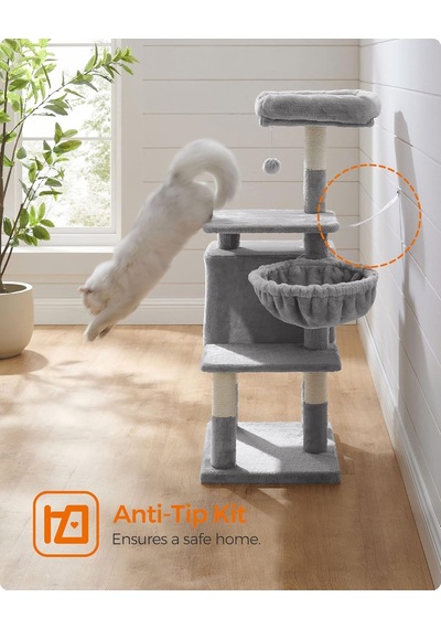 Pct52w 110 Cm Kedi Ağacı, Açık Gri Açık Gri, Clawfy Koleksiyonu Pct52w