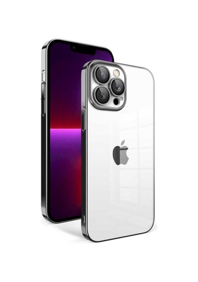 Apple Uyumlu iPhone 13 Pro Kılıf Kamera Korumalı Renkli Çerçeveli Zore Garaj Kapak Siyah