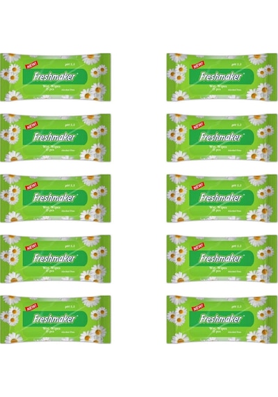 Freshmaker Islak Cem Mendil - Alkolsüz Ve Ph Dengelenmiş - Çiçeksi Kokular - 15 Adetlik 10 Paket 10'lu Set