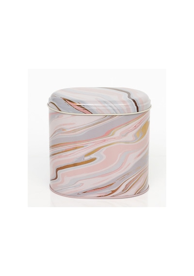 Liquid Pink Desenli Oval Metal Saklama Kabı 14 x 12 x 13 CM 1.4 L Çok Renkli
