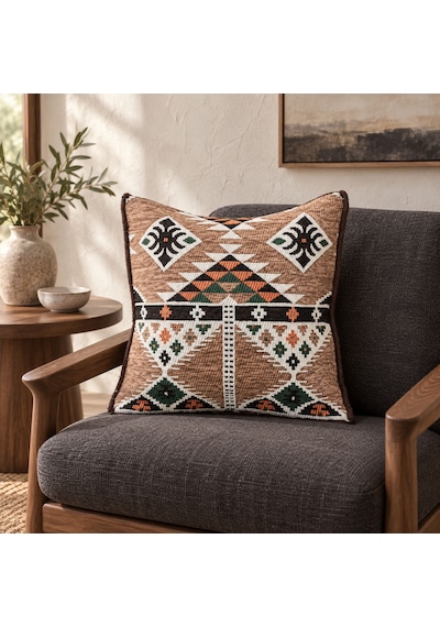 Bk Gift El Yapımı Otantik Türk Kilim Kırlent Yastık 43x45 Cm -1 Bohem Etnik Dekoratif Koltuk Yastığı Çok Renkli