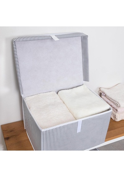 Çok Amaçlı Düzenleyici Kapaklı Sandık Tipi Kutu Hurç Organizer 40 X 30 X 26, Gri