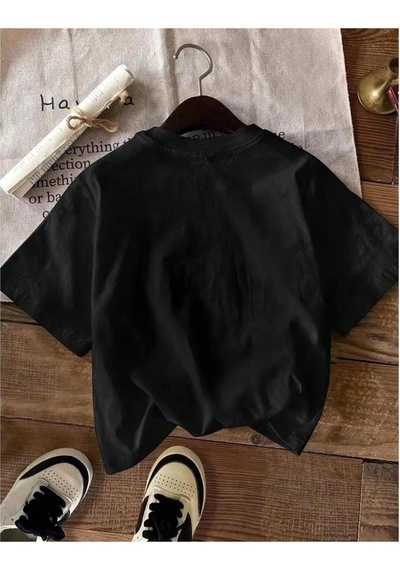 Uyguntarz Unisex Vişne Baskılı Tasarım Tshirt Siyah