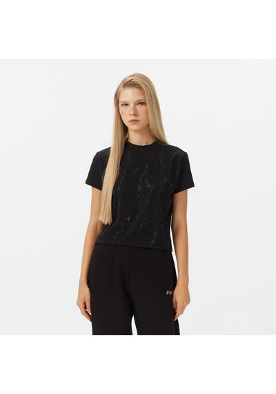 Guess W4bı26j1314 Ss Mock Neck All Ove Kadın Tişört Siyah