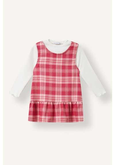 Defacto Pötikareli Fırfırlı Askılı Twill 2li Elbise Kız Bebek I8737a526aupn632 Pembe-pn632