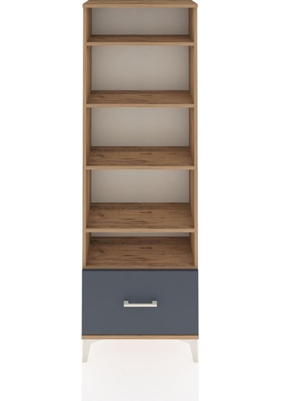 Arges Dolap 5 Raflı Tek Çekmeceli 60x30x182 Çam-antrasit Çam