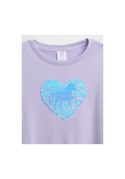 Gap Kız Çocuk Relaxed Flippy-sequin Grafikli Sweatshirt Mor
