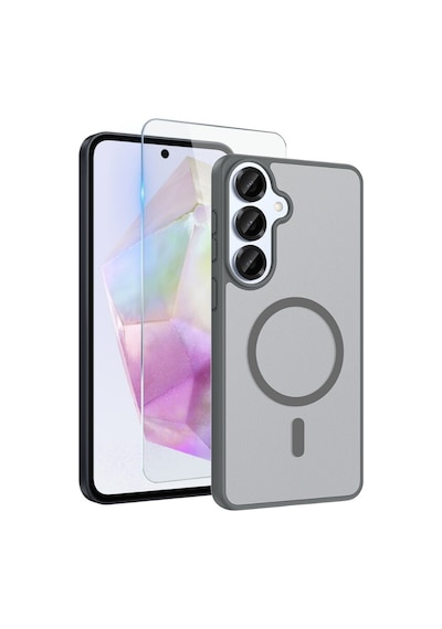 Teleplus Samsung Uyumlu Galaxy S26 Kılıf Babet Translucent Mat Msafe Şarj Özellikli Kapak + Ekran Koruyucu Gri