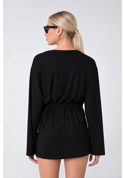 Cloudymood Kadın Siyah Kuşaklı Ultra Soft Kimono Siyah - 924380525 Siyah