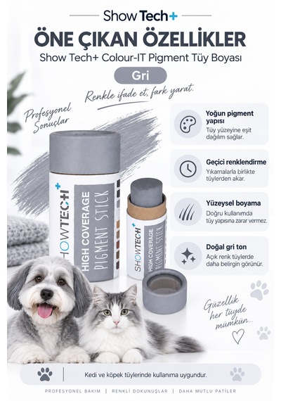 Showtech Colour-ıt El Yapımı Pigment Toz Geçici Köpek Tüy Boyası Gri