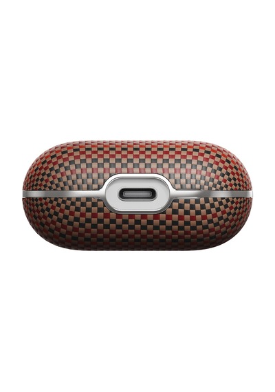 Apple Uyumlu AirPods 4 Kılıf Aramid Fiber Pitaka Tactile Woven Sunset-moonrise Serisi Sunset Kapak Kahverengi